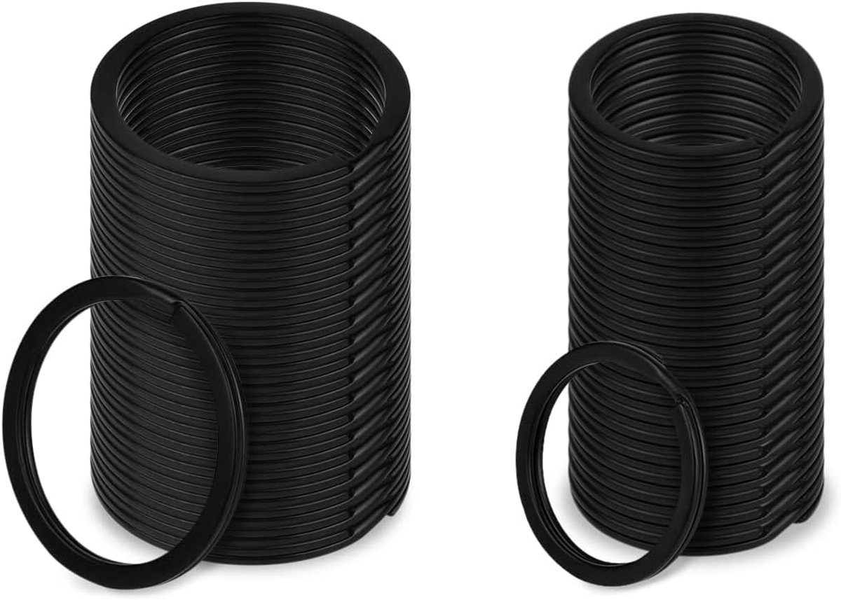 platte sleutelhangerringen 1 en 1,25 inch metalen splitring voor huissleutelbevestigingsset van 40 - zwart