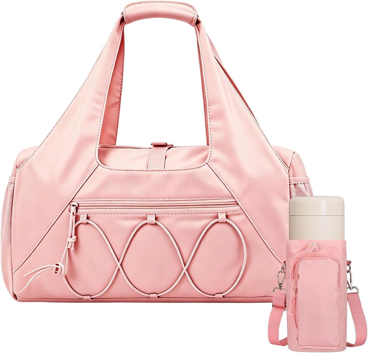 Gymtas voor dames, roze reistas voor dames, 20-35 liter, lichte buffersporttas, met schoenenvak, nat vak en waterflessenhouder voor reizen, wandelen, zwemmen, yoga, camping, weekend