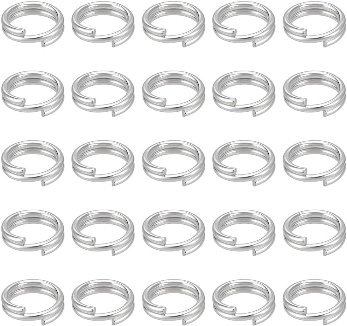 PandaHall 25 stuks 925 sterling zilveren splitring met split, 6 mm halsketting, dubbele lussen, ring, ronde sieraden maken, benodigdheden, sieradensluitingen voor doe-het-zelf kettingen, armbanden