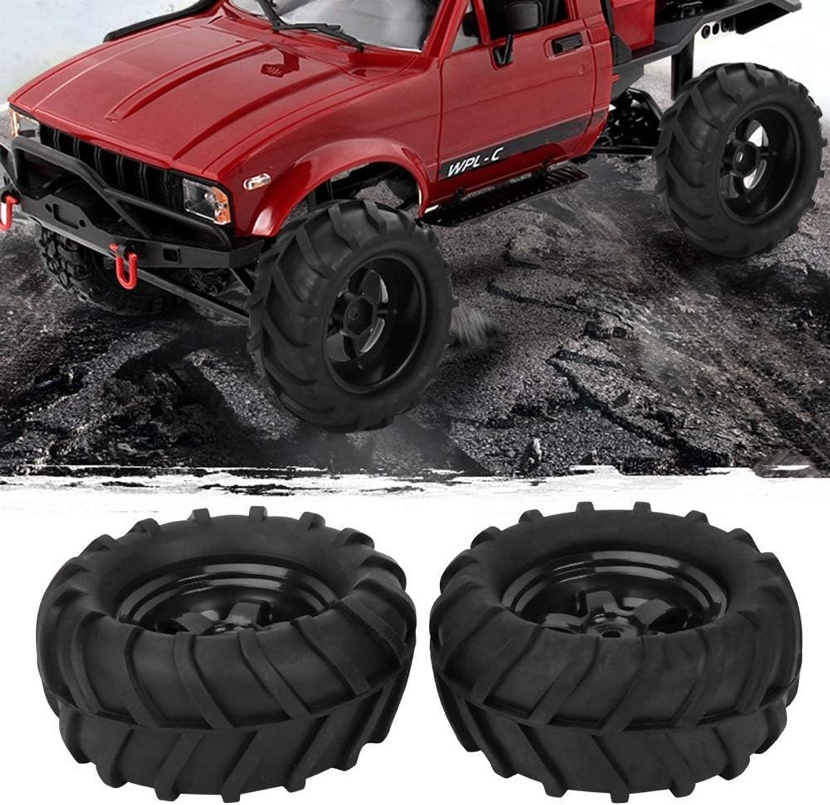 2 stuks RC wielbanden, 82 mm rubberen banden, RC accessoires voor 1/16 afstandsbediening racewagen buggy truck