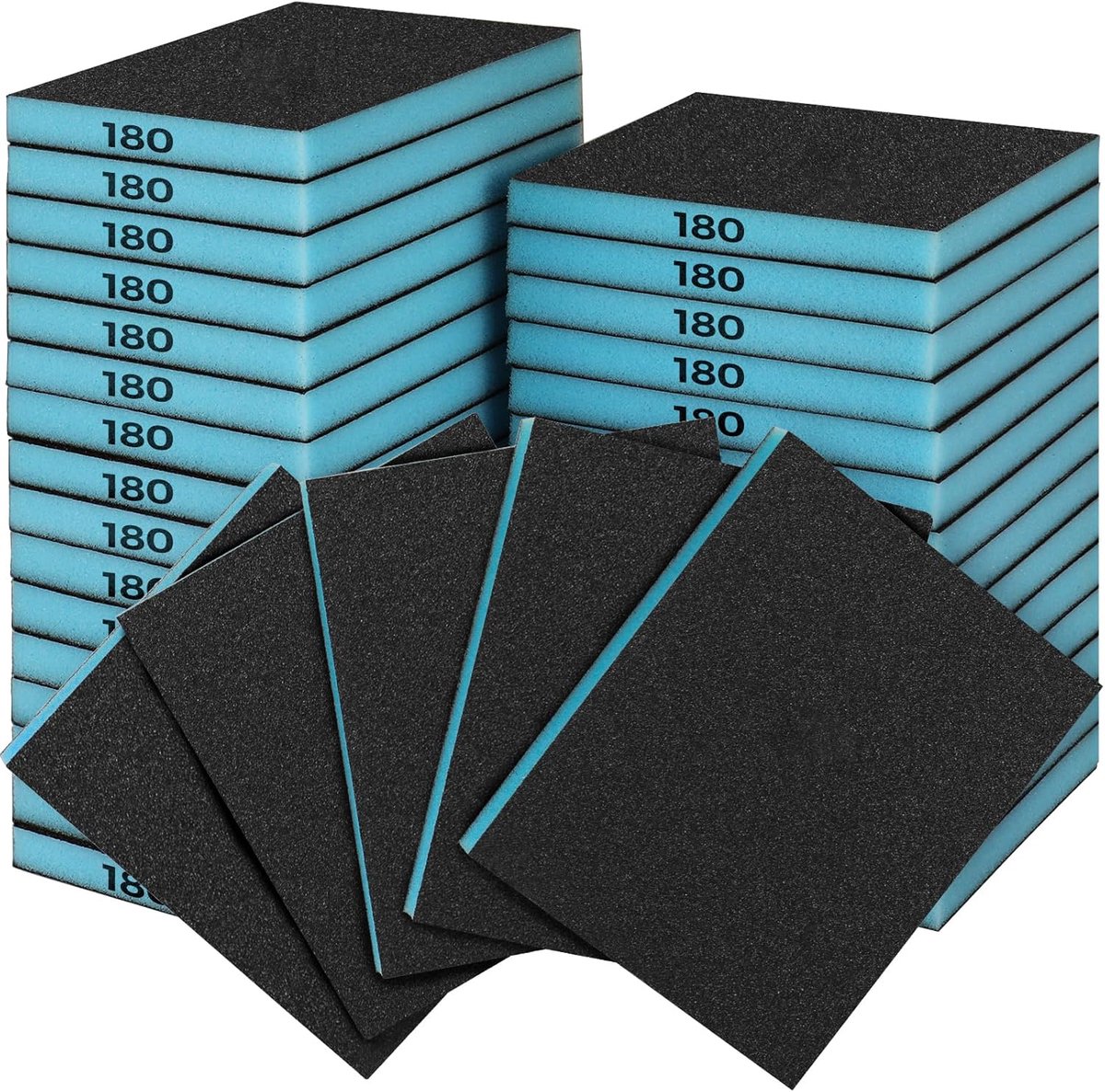 Schuurspons Set 18 Stuks, 180 Korrels, Flexibele Schuurpads, Nat en Droog Herbruikbaar Schuurblok voor Hout, Kunststof, Gipsplaten en Metaal Polis, Blauw