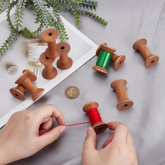 PandaHall 10 stuks houten spoel, lege draadspoel voor naaien en borduren, van hout, linten voor het weven van textielgaren voor handwerk en ornamenten, 5 cm van PandaHall — afbeelding 5