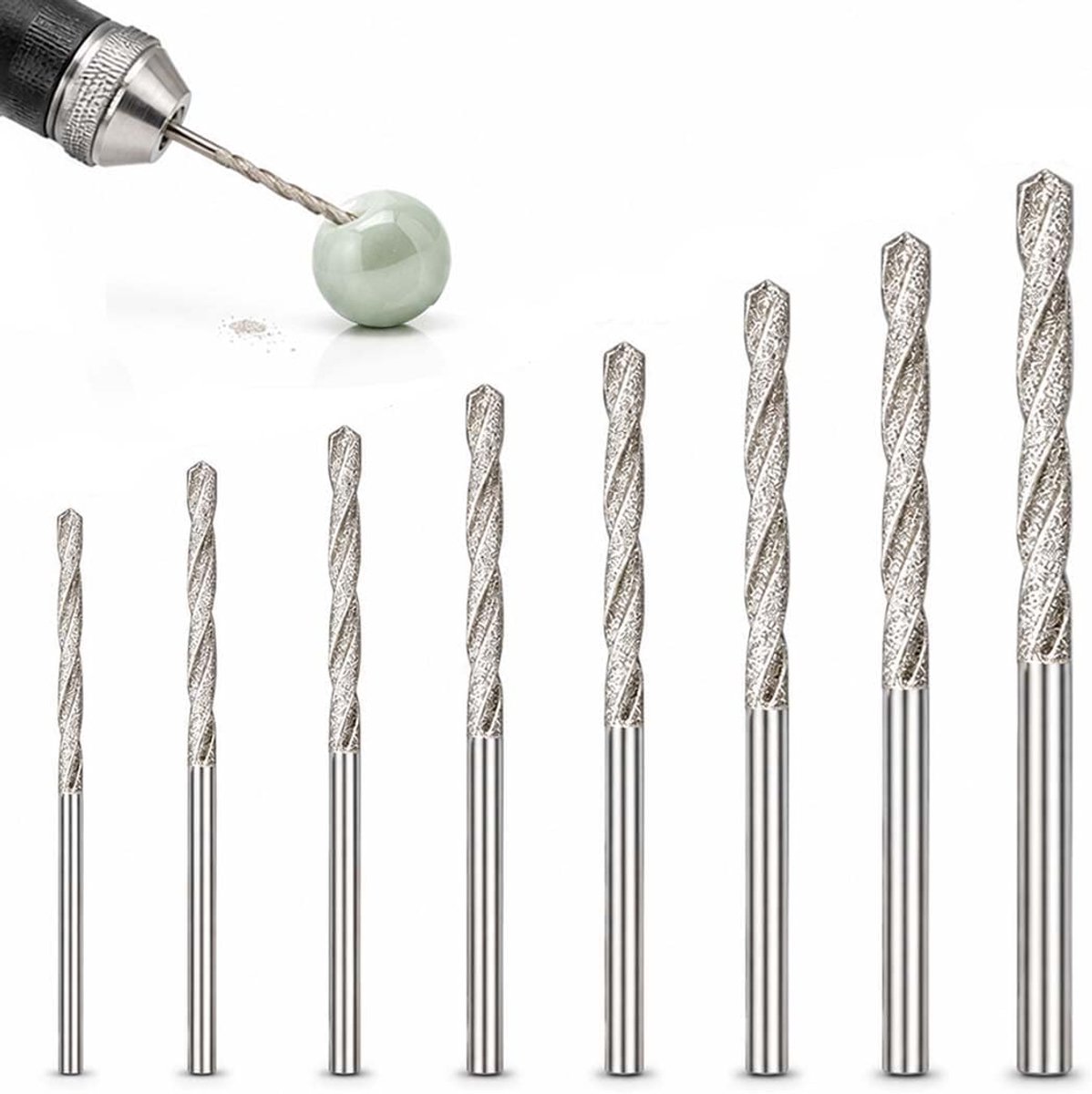 8 Stuks Diamantboorbitjes 0,8–3,0mm, Precisie Booraccessoires Voor Glas Jade Metaal Schelpen