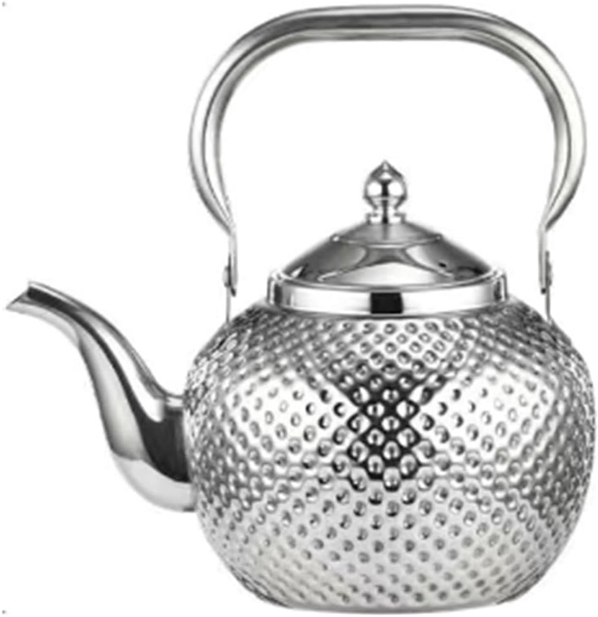 Gehamerde theeketel, 1,2 l, roestvrij staal, theepot met zeef, waterketel, koffiepot, ketel, inductie, cooker, stove theepot voor losse thee
