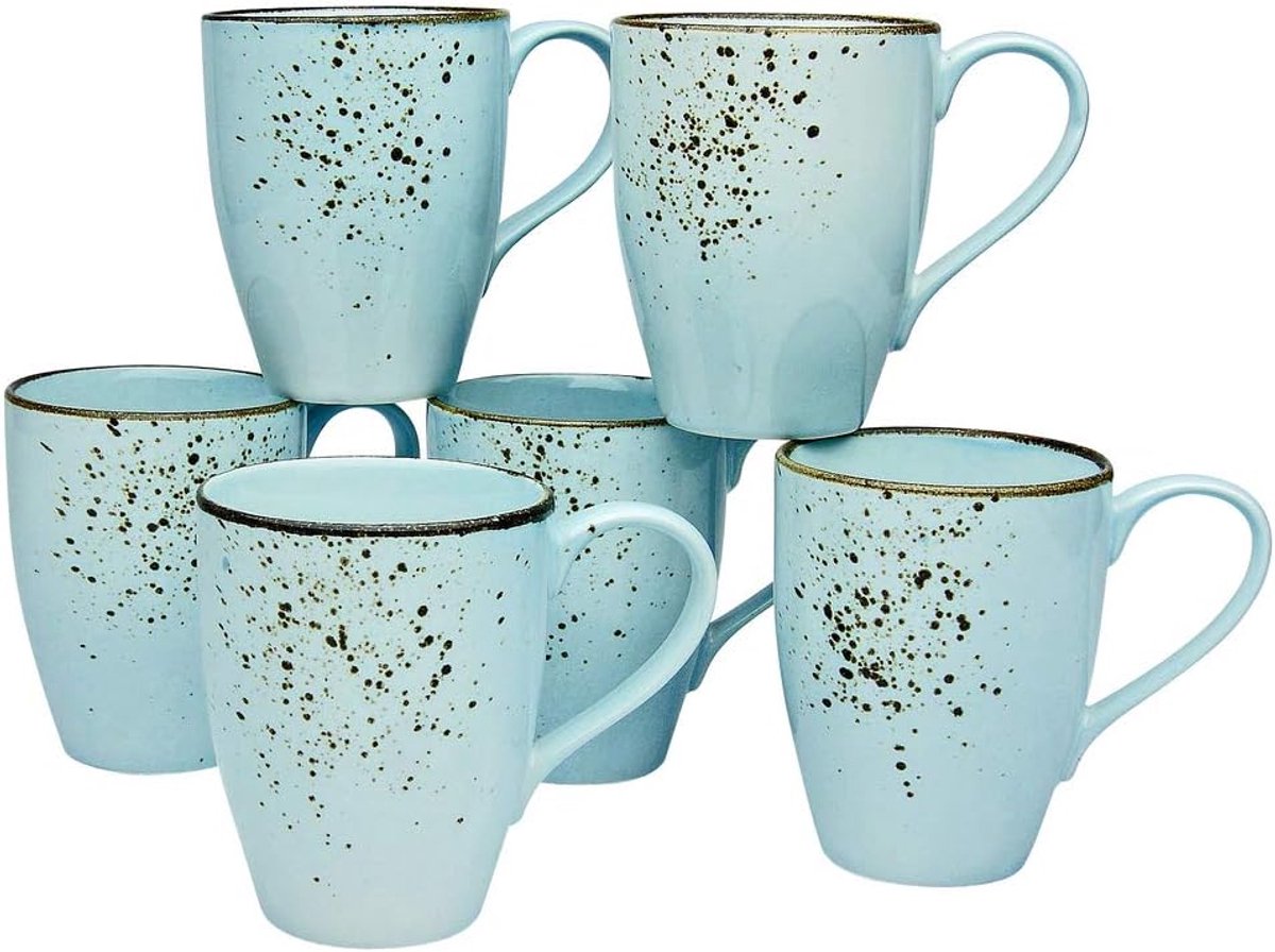 6-delige koffiemok 30 cl, Nature Collection, LIGHTBLUE 22068, steengoed