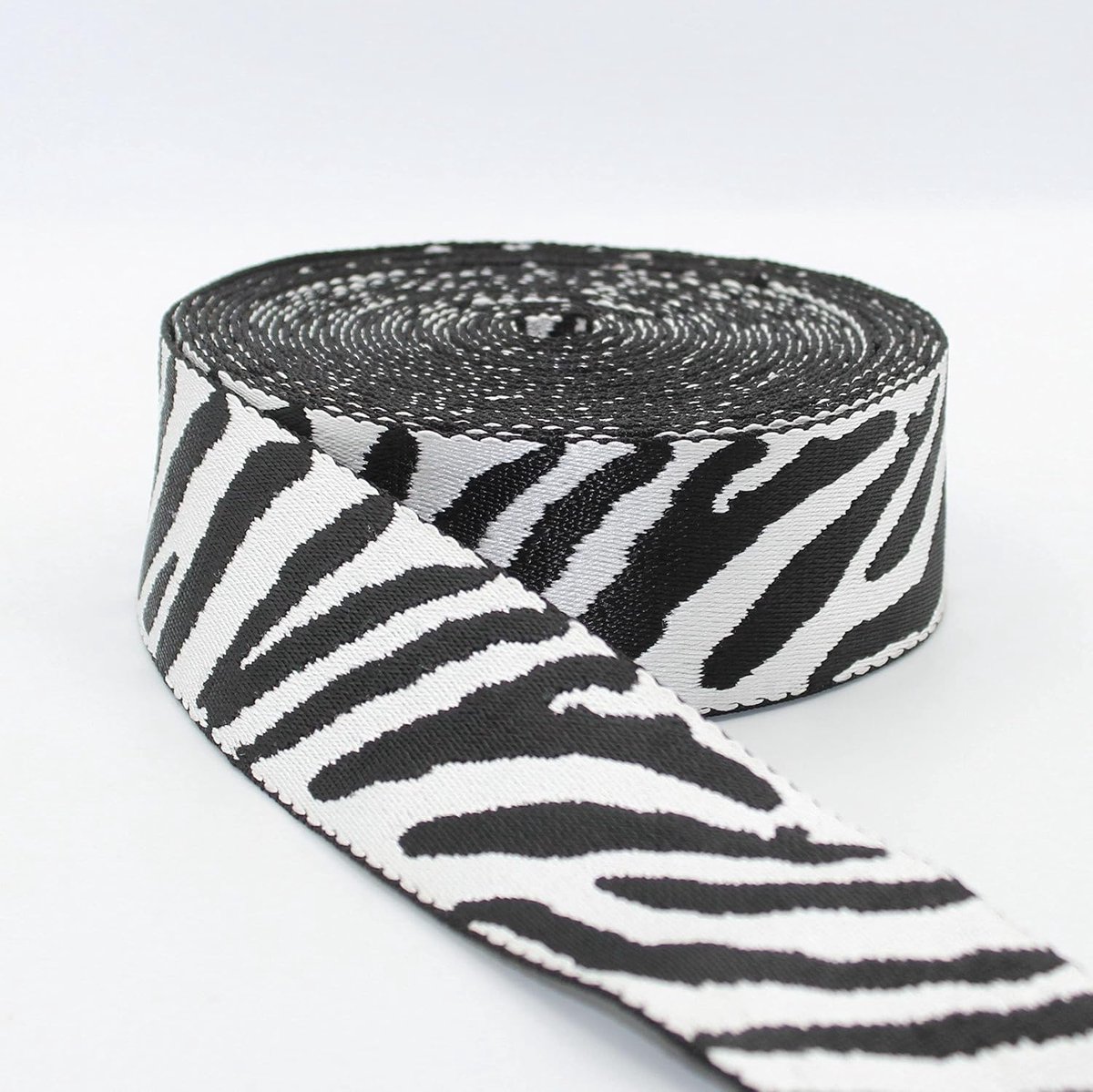 Zebra 5 meter riem Zebra 50 mm 6 kleuren, 100% polyester, zacht glanzend, voor tas, schouderriem, riem, lederwaren, 01 wit