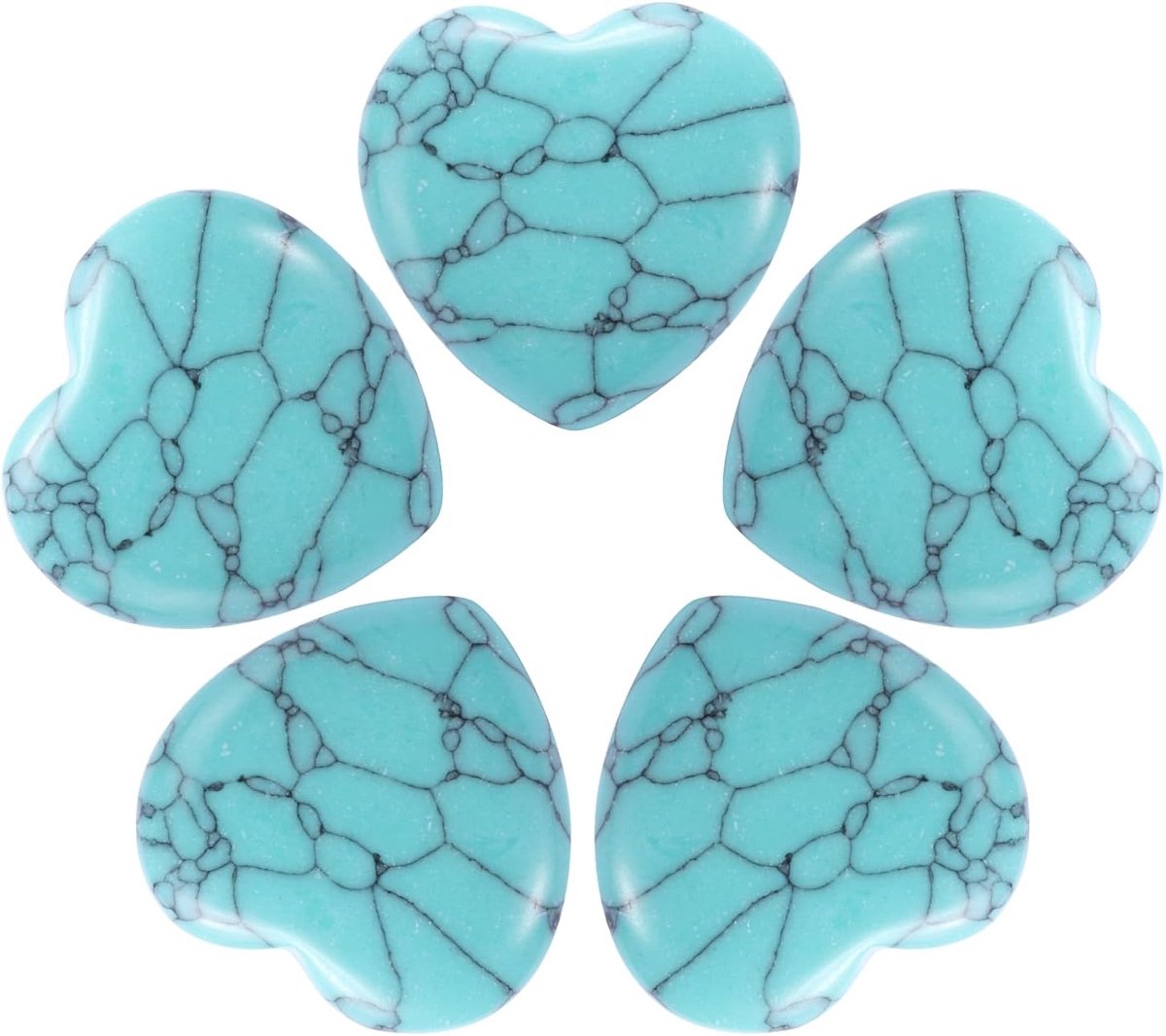 5 stuks natuursteen in hartvorm van violet kwarts, stenen hart liefde voor het compenseren van zorgen en meditatie, balans, energiestress, turquoise