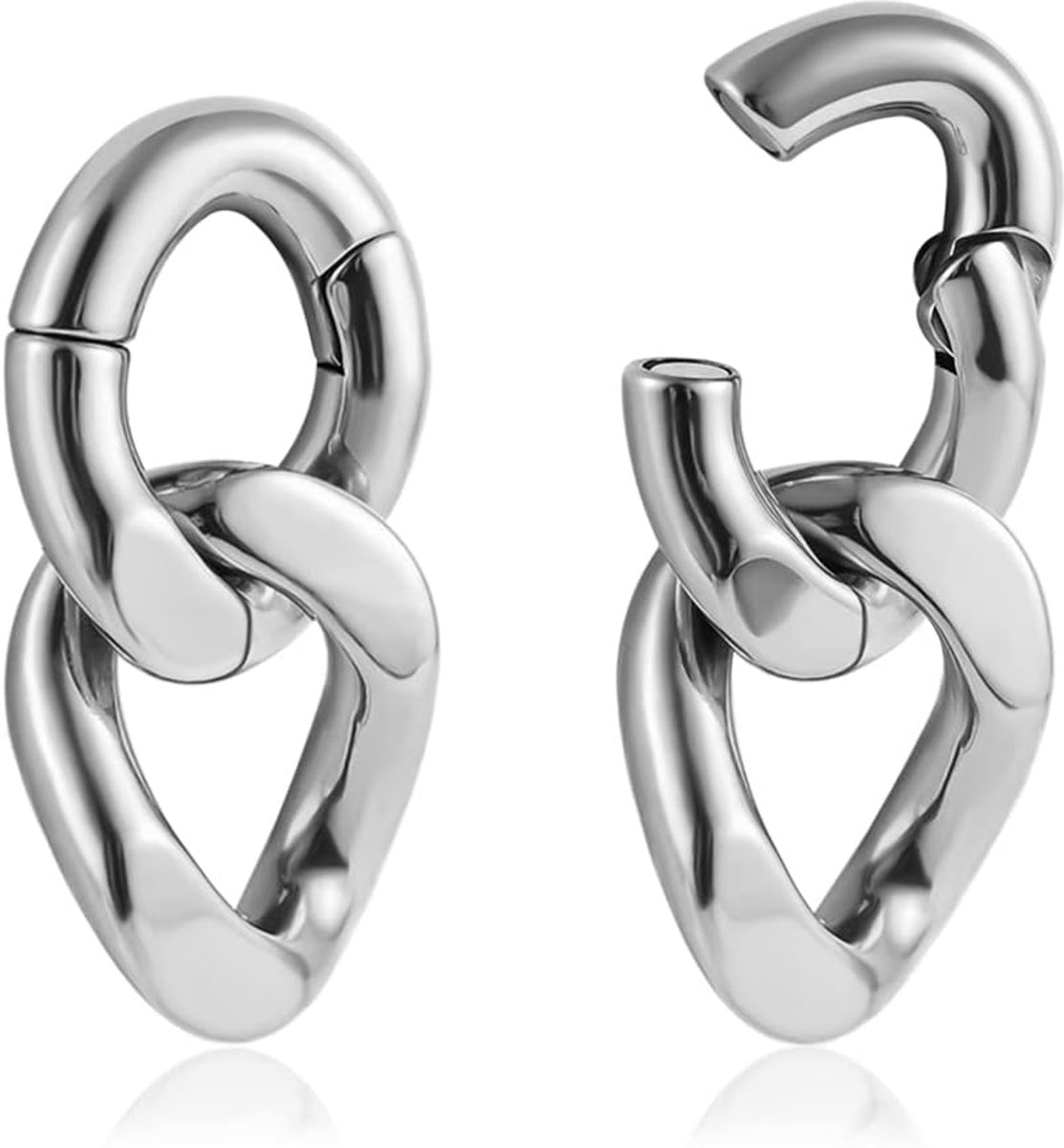 Ear Weight Extender Plug Tunnel Meters Roestvrij Staal Ketting Schakelaar Verlengstuk Piercing 6mm