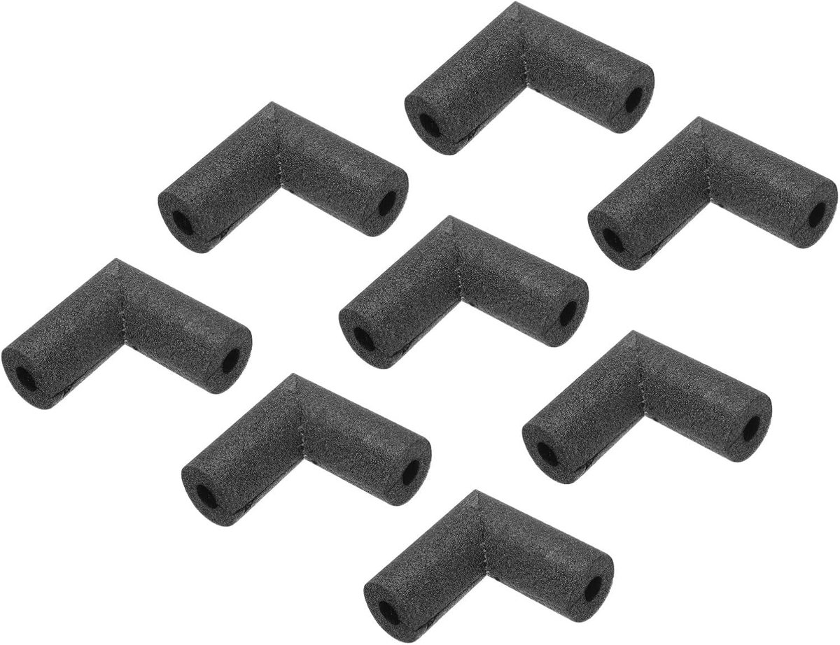 Isolatieschuimbuis, 8 stuks, hoekbuis, sleuven, isolatie 13 mm (0,5 inch), ID 37 mm AD, 9 cm, vorstbescherming voor koperen buis, zwart