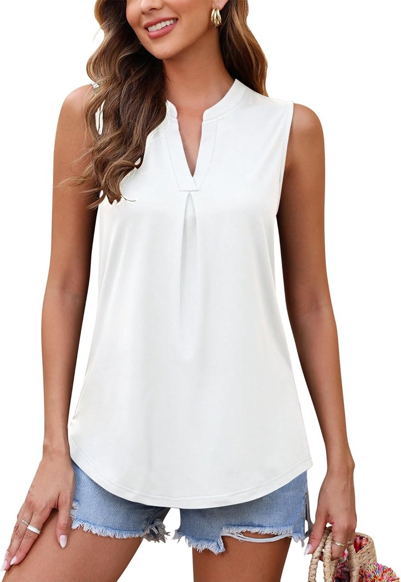 Zomerhemd voor dames, hemdje, V-hals, casual, mouwloos shirt