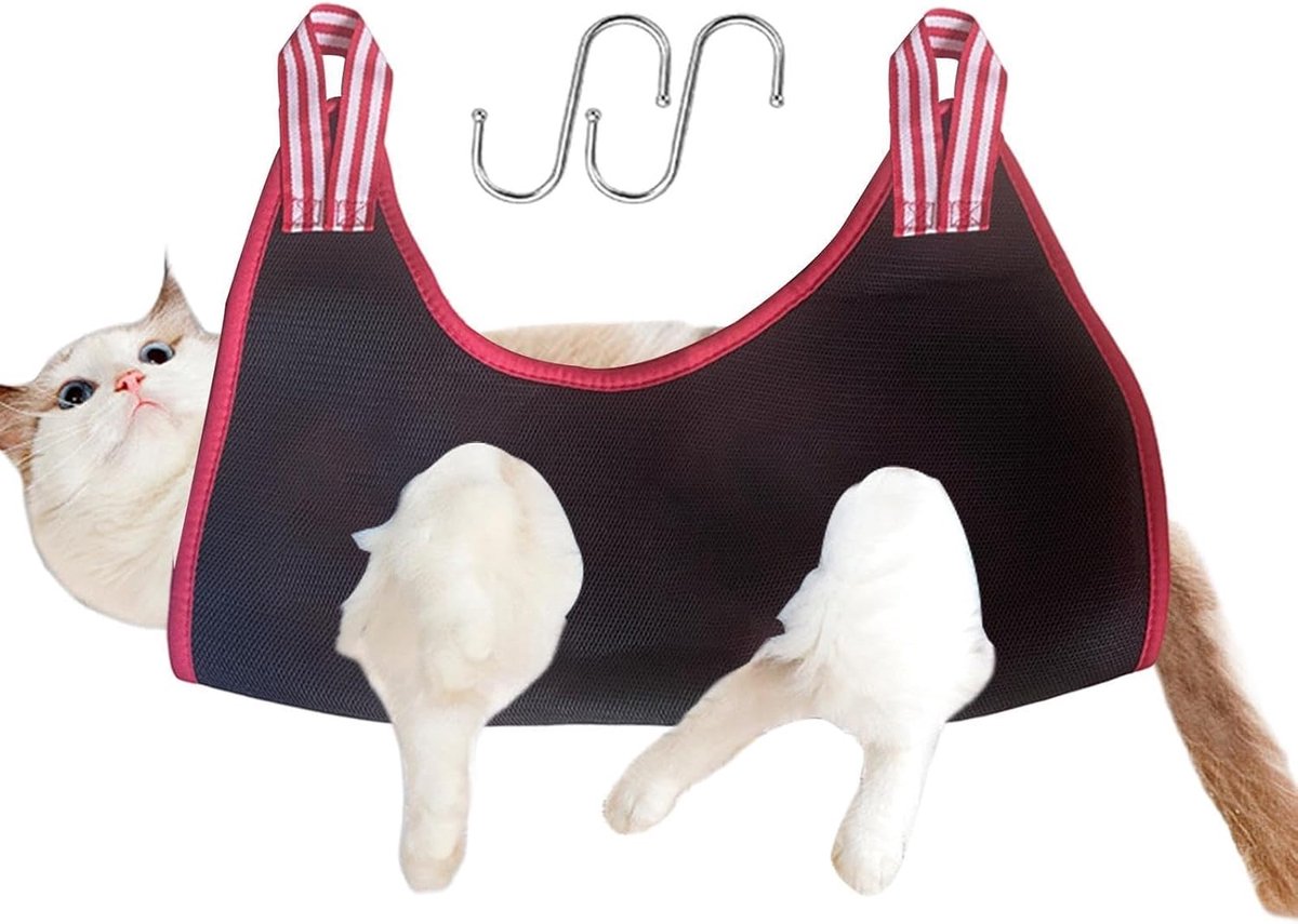 Kattenhangmatharnas, ontspanningshangmat | ontspannings-kattenverzorgingssysteem, kattenhanger, verstelbaar, ademend verzorgingsbed voor de vachtverzorging van katten