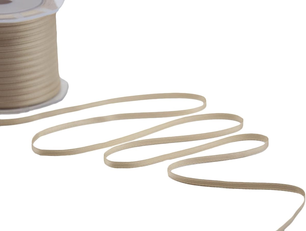 - Dubbelzijdig satijnen lint, Italiaans weefsel - beige, 3 mm x 100 m