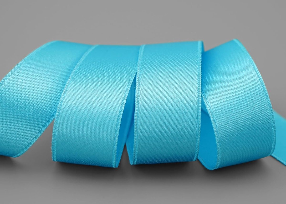 lint, 25 m x 25 mm, hemelsblauw, turquoise (612), dubbelzijdig lint van satijn zonder draad, zacht en glanzend, cadeaulint, decoratief lint, double face, decoratielint