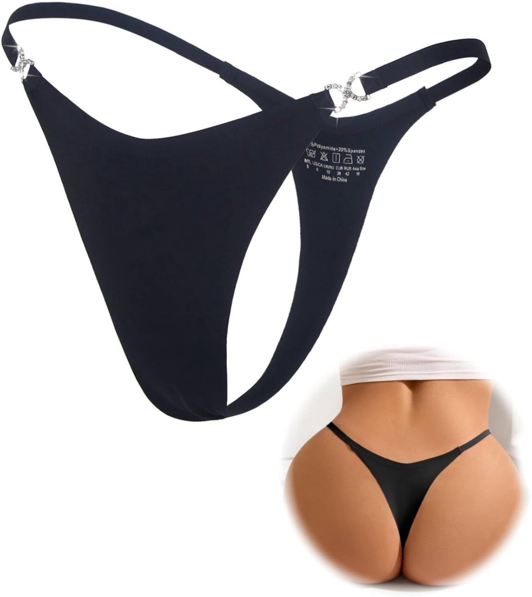 Comeondear Naadloze G-string dames sexy tanga's met strass voor vrouwen naadloos ondergoed grote maten Braziliaanse onderbroeken slips onzichtbaar slipje lage taille string T back vrouwen ondergoed no