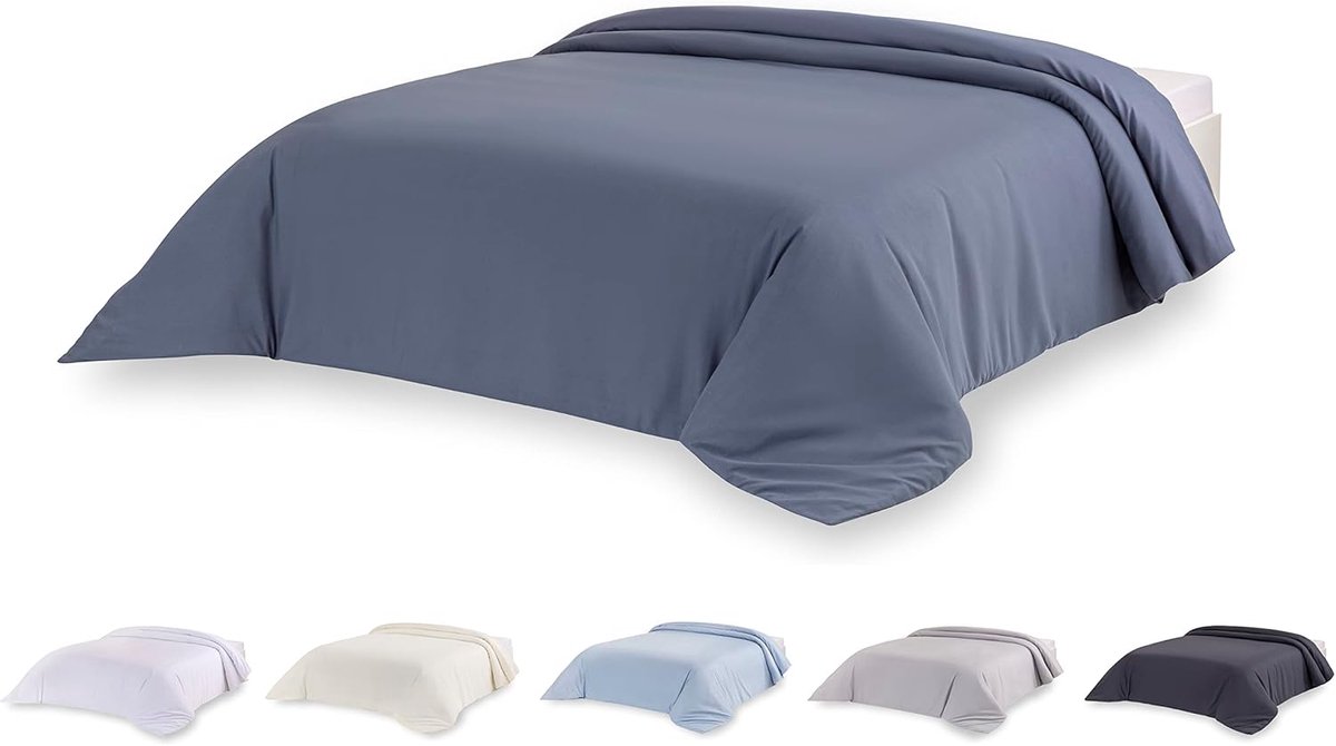 Dekbedovertrek met extra zacht gevoel (blauwgrijs, bed 200-260 x 240 cm)