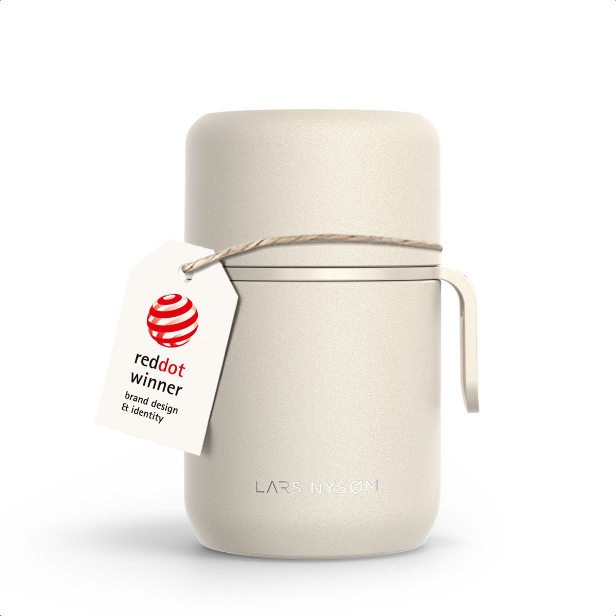 LARS NYSØM Vacuüm Geïsoleerde Voedselcontainer van Roestvrij Staal - Lekvrije Lunchpot voor Warme en Koude Gerechten, Brede Thermosbeker voor Soep, Werk & Reizen (Cream Beige)