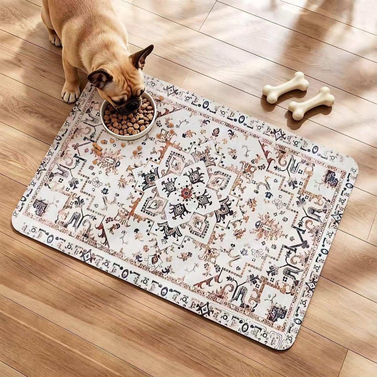Honden Voermat 30 x 50 cm - Absorberende Antislip Placemat voor Voer- en Waterbakken - Vlekbestendige en Sneldrogende Huisdierenmat - Beschermmat voor Honden en Katten tegen Knoeien en Water - Duurzame Pet Bowl M