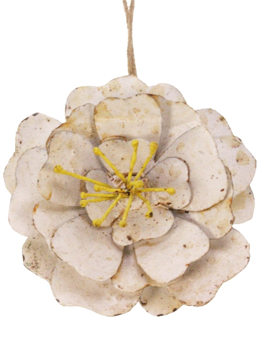 Bloem hangend wit, metaal Ø8cm