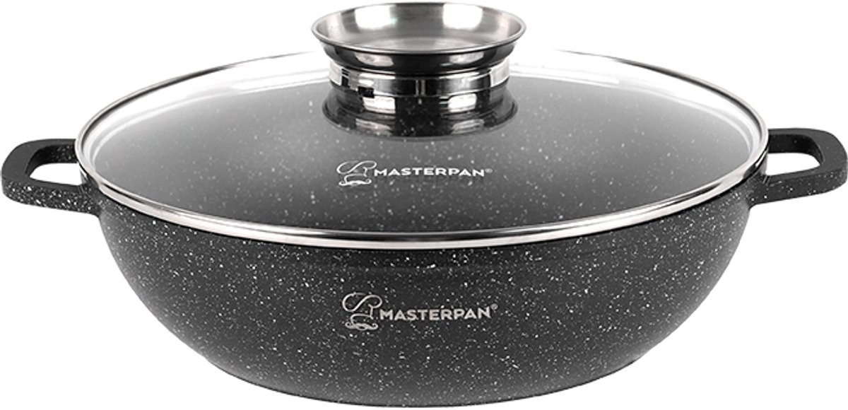 Masterpan Wokpan 28cm 3,3L Aluminium met Marmere Coating
