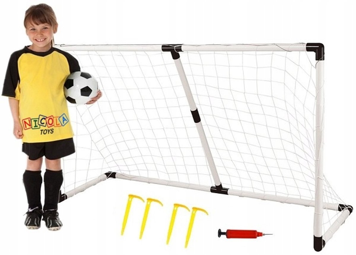 Grote Voetbaldoel 137cm met Bal, Pomp & Haringen