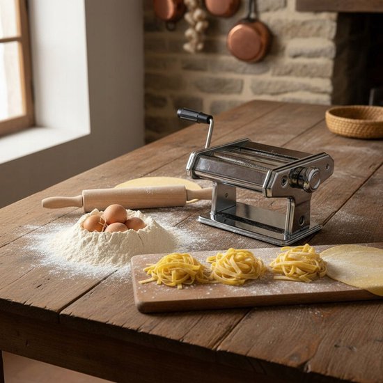 RVS Pastamachine Handmatig - Verse Pasta Maken - Instelbare Dikte van RVS — afbeelding 4
