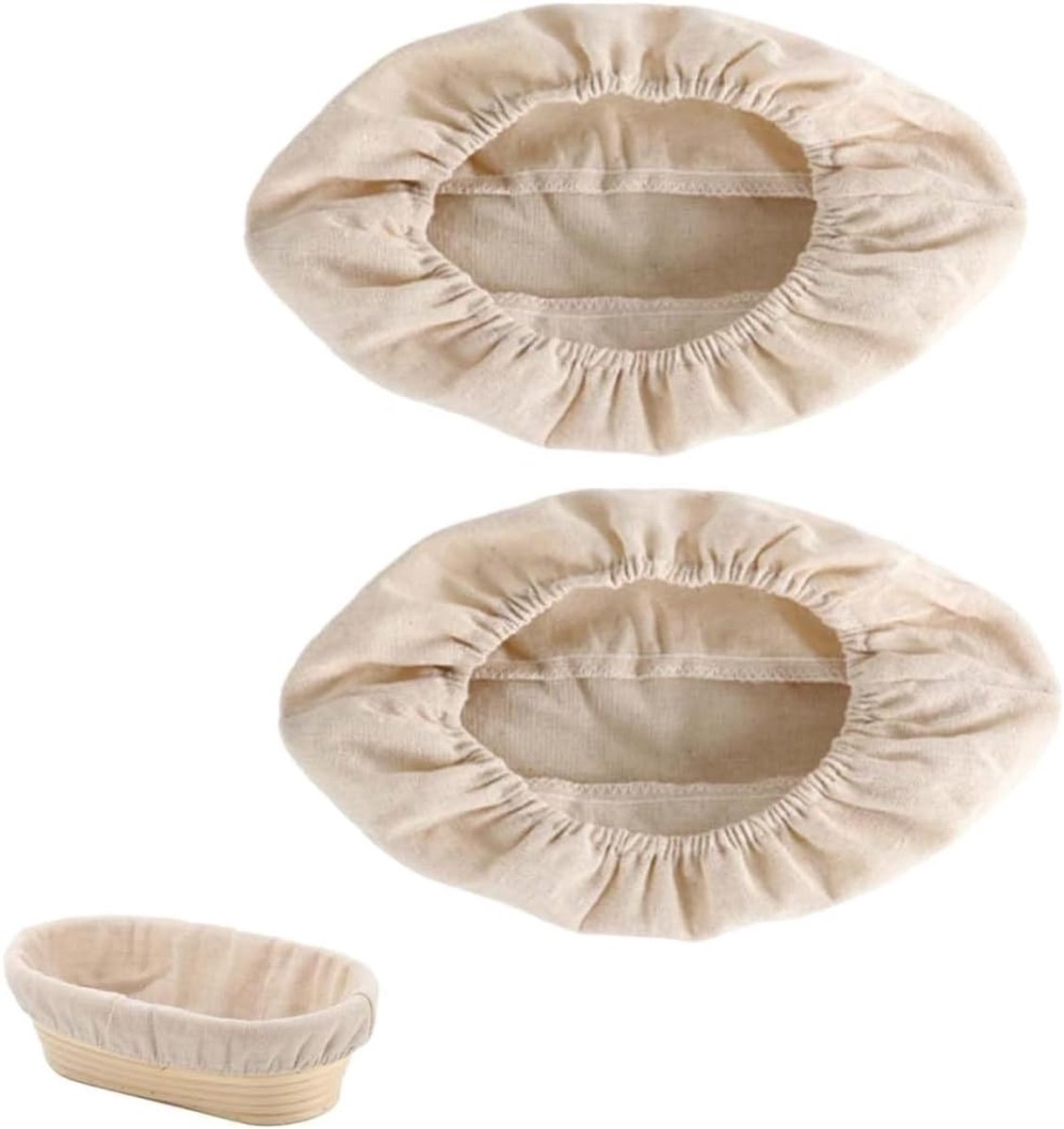 Broodmanden met elastische band - 2 stuks - linnen inzet voor perfecte broodvorming - ideaal voor thuisbakken - ShopVlot