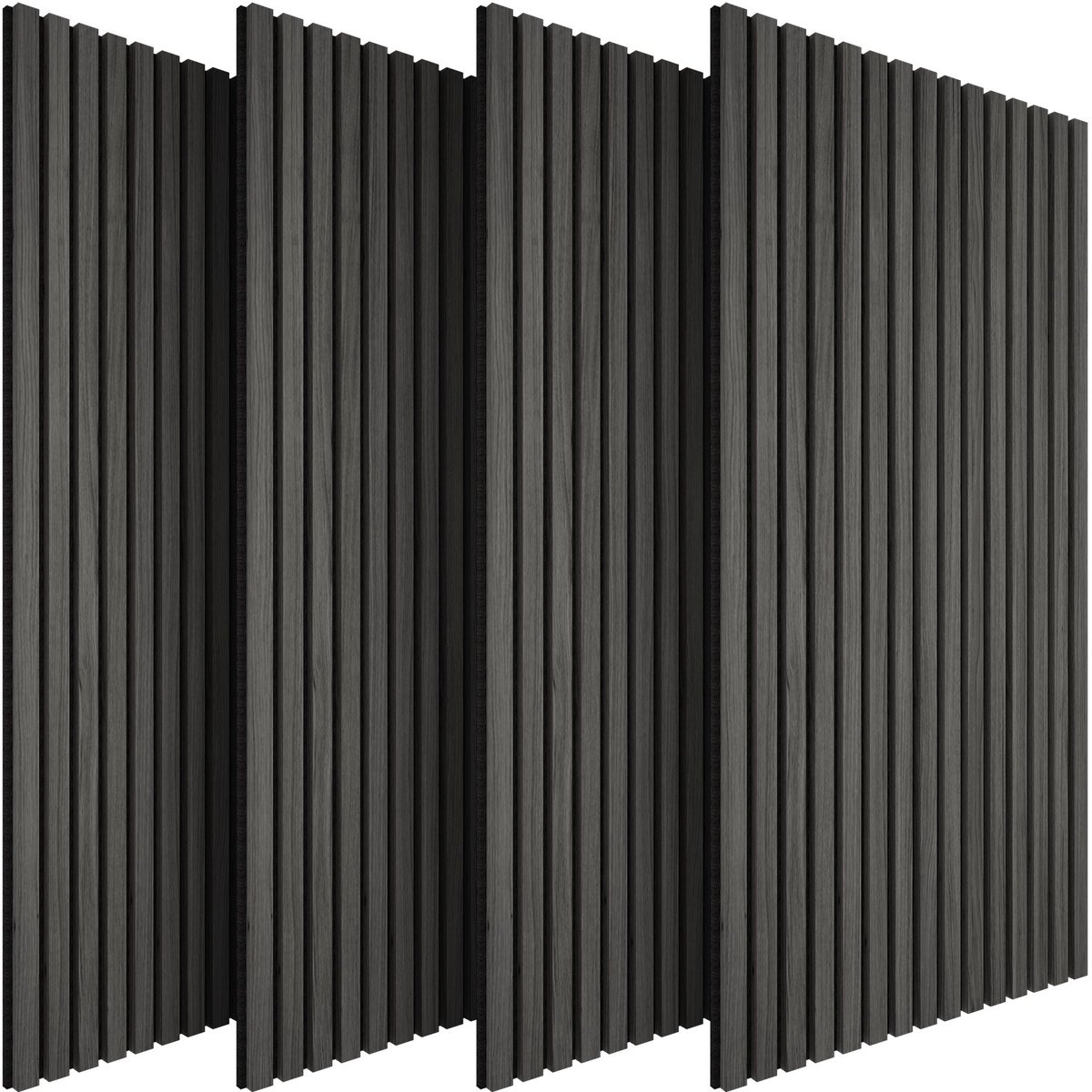 tectake® Akoestische Panelen - Set van 4 - Akoestisch Wandpaneel - 50 x 110 cm - 1,1 cm dik - 2,2 m² - Wandpanelen - Aanpasbare Grootte - Lattenwand - MDF en Houtfineer - Geluidsisolatie - Stijlvolle Wanddecoratie - Eenvoudige Montage - Zwart Eiken