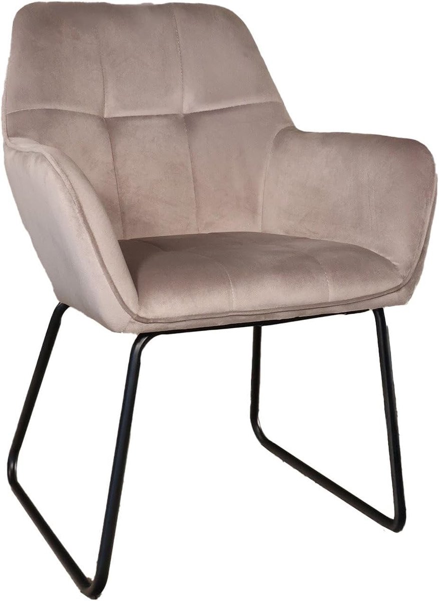 Eetkamerstoel met armleuning - 6 stuks - taupe velvet - gemakkelijk te monteren - perfect voor elke eetkamer - ShopVlot