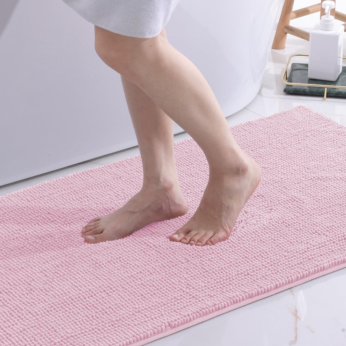 Badmat chenille 60 x 90 cm - zacht en comfortabel - antislip - wasbaar - ShopVlot
