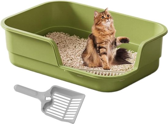 Kattenbak met lage instap - Kattenbak kitten oudere kat - Netheid in huis - Hoge zijden strooibestendig