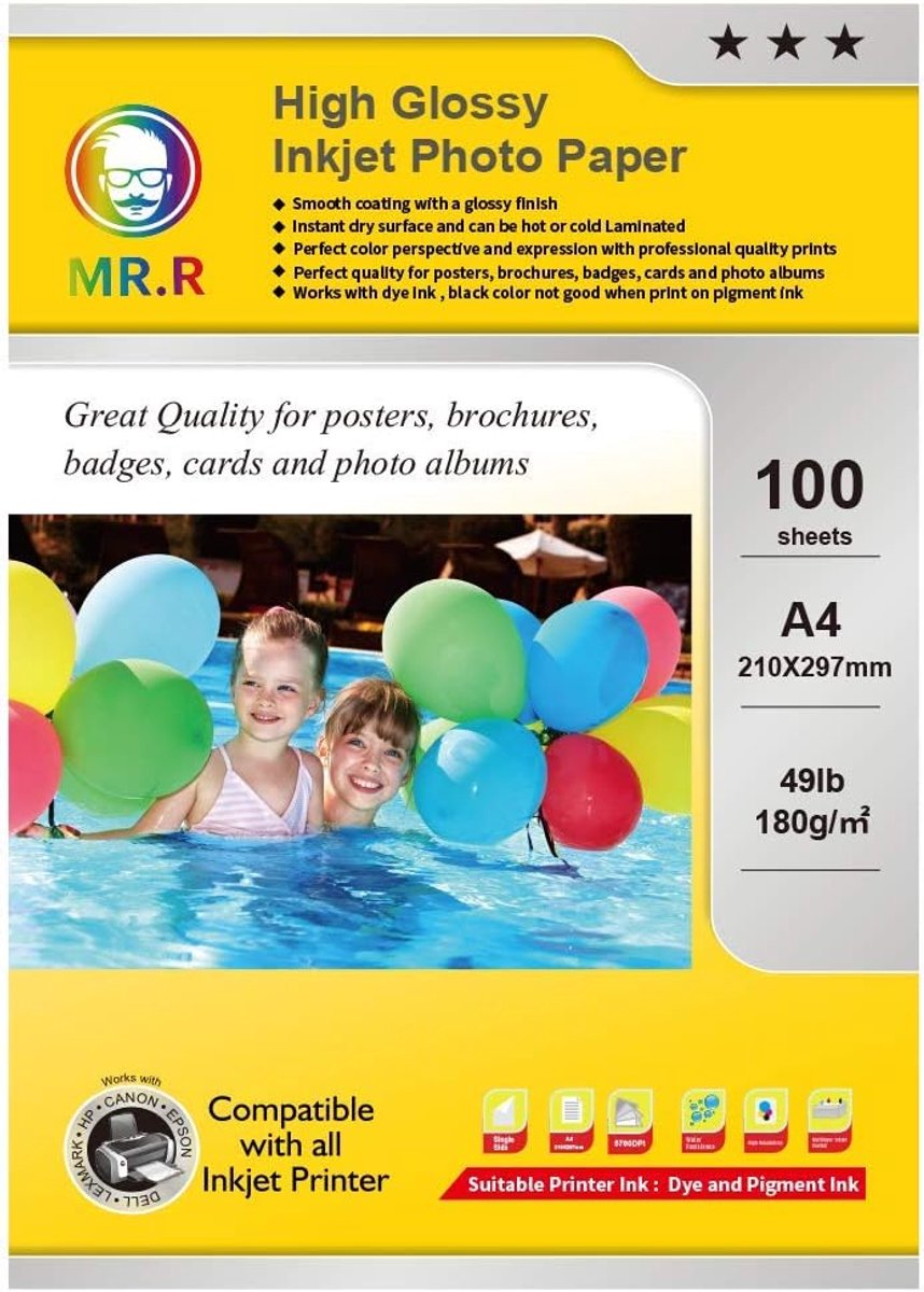 Fotopapier A4 180gsm - Glanzend - Waterproof - Perfect voor professionele afdrukken - ShopVlot