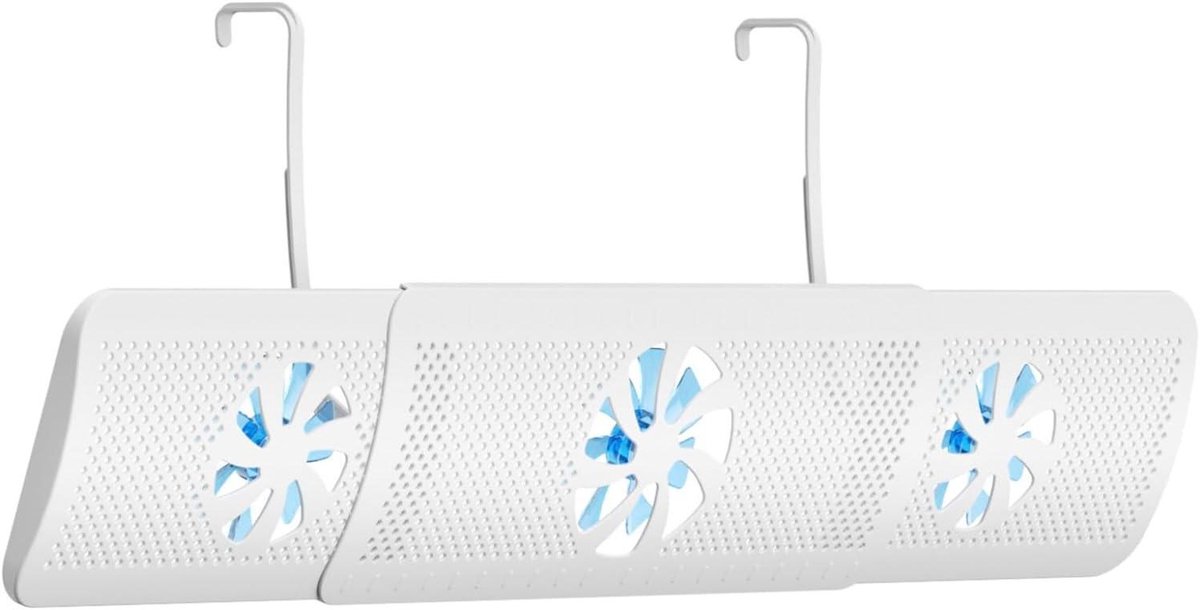 Airconditioning Deflector - Luchtrooster Afleider - Comfort Regelen - Met 3 Ventilatoren - 52-86 cm - Wit