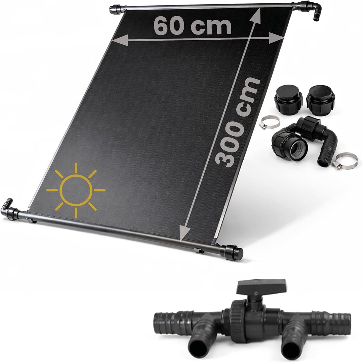 Zonnecollector zwembadverwarming 300 x 60 cm - eenvoudig te installeren - verwarmt 10.000 liter water met 6 °C - ShopVlot