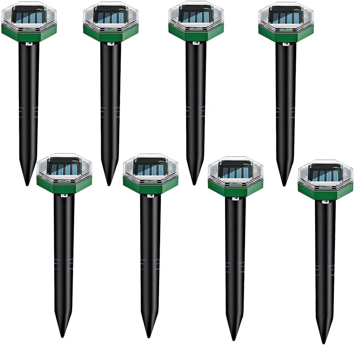 Solar molenafschrikkers 8-pack - ultrasoon - voor het afschrikken van mollen, reptielen en knaagdieren - ShopVlot
