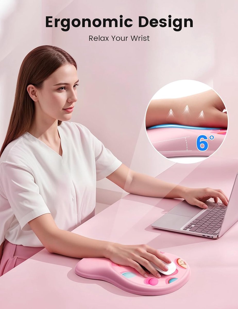 Muispad met polssteun - ergonomisch ontwerp - zacht memory foam - ideaal voor laptopgebruik - ShopVlot