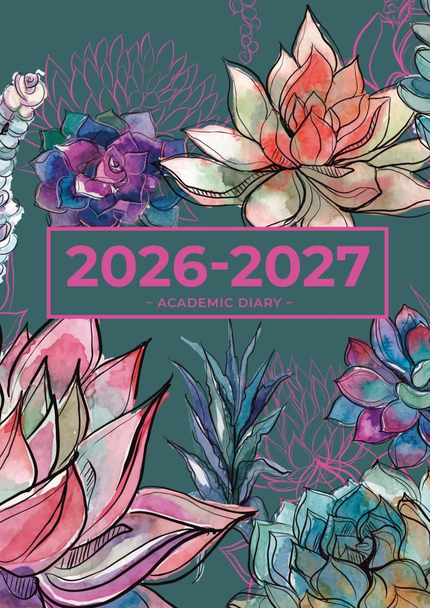 Academische agenda 2026-2027 A4 - schitterende levendige vetplantentuin - grote midjaar planner - ShopVlot