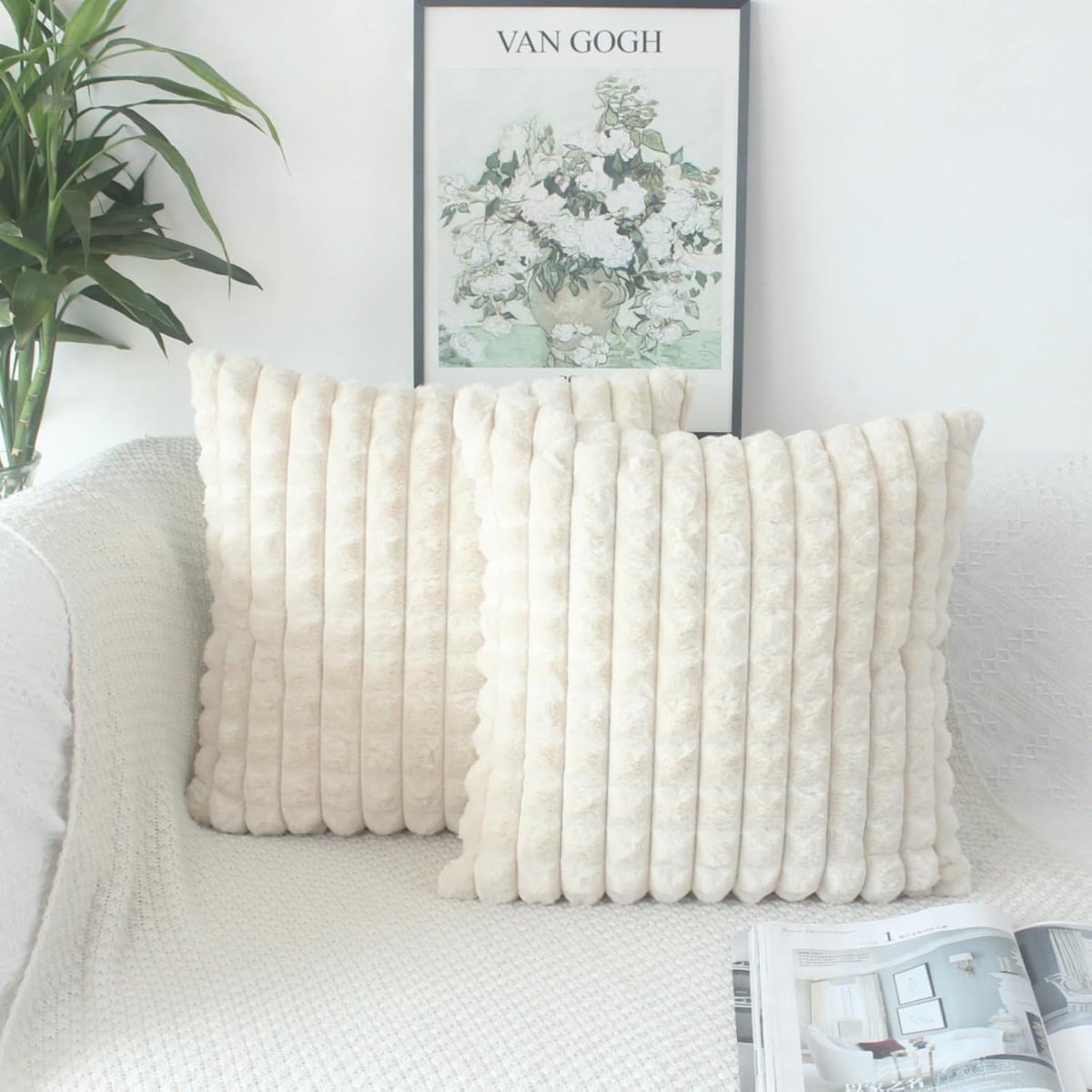 Kussenhoes 40 x 40cm - Fluffy Pluche - Luxe Beige - Zachte en comfortabele dekbedovertrek - ShopVlot