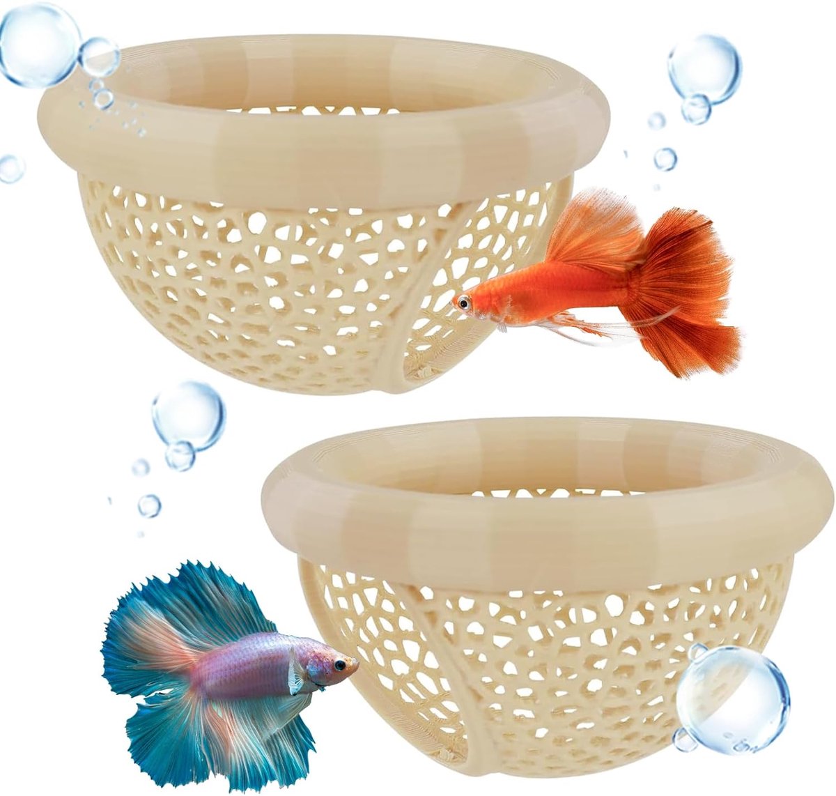 Aquarium schuilplaats 2 stuks - decoratieve grotten - drijvende visgrotten - verbeterde esthetiek - ShopVlot