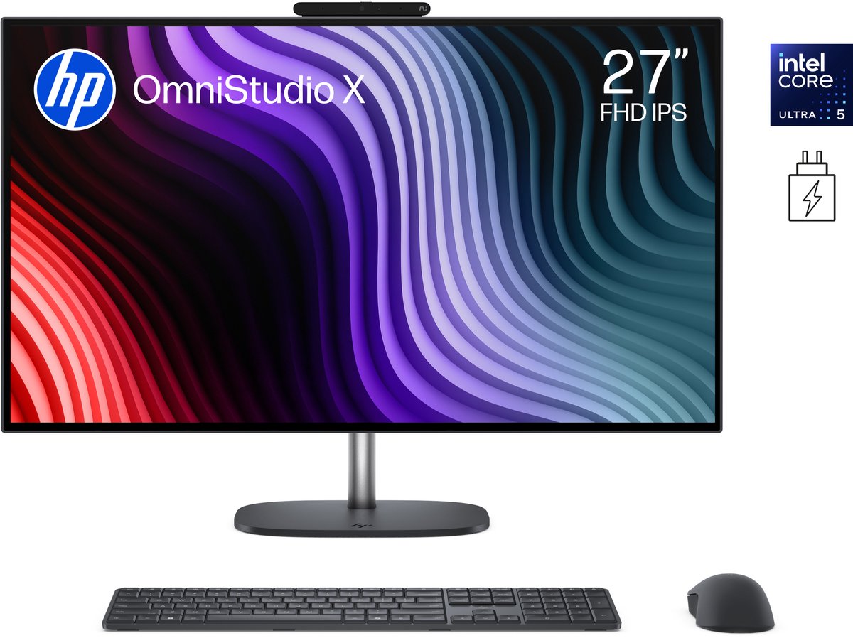 HP OmniStudio X AI All In One PC - NGAI 27-cs1750nd - Intel Core Ultra 5 - Full HD - 16 GB DDR5 RAM - 512 GB SSD - 27 inch - Windows 11 Home