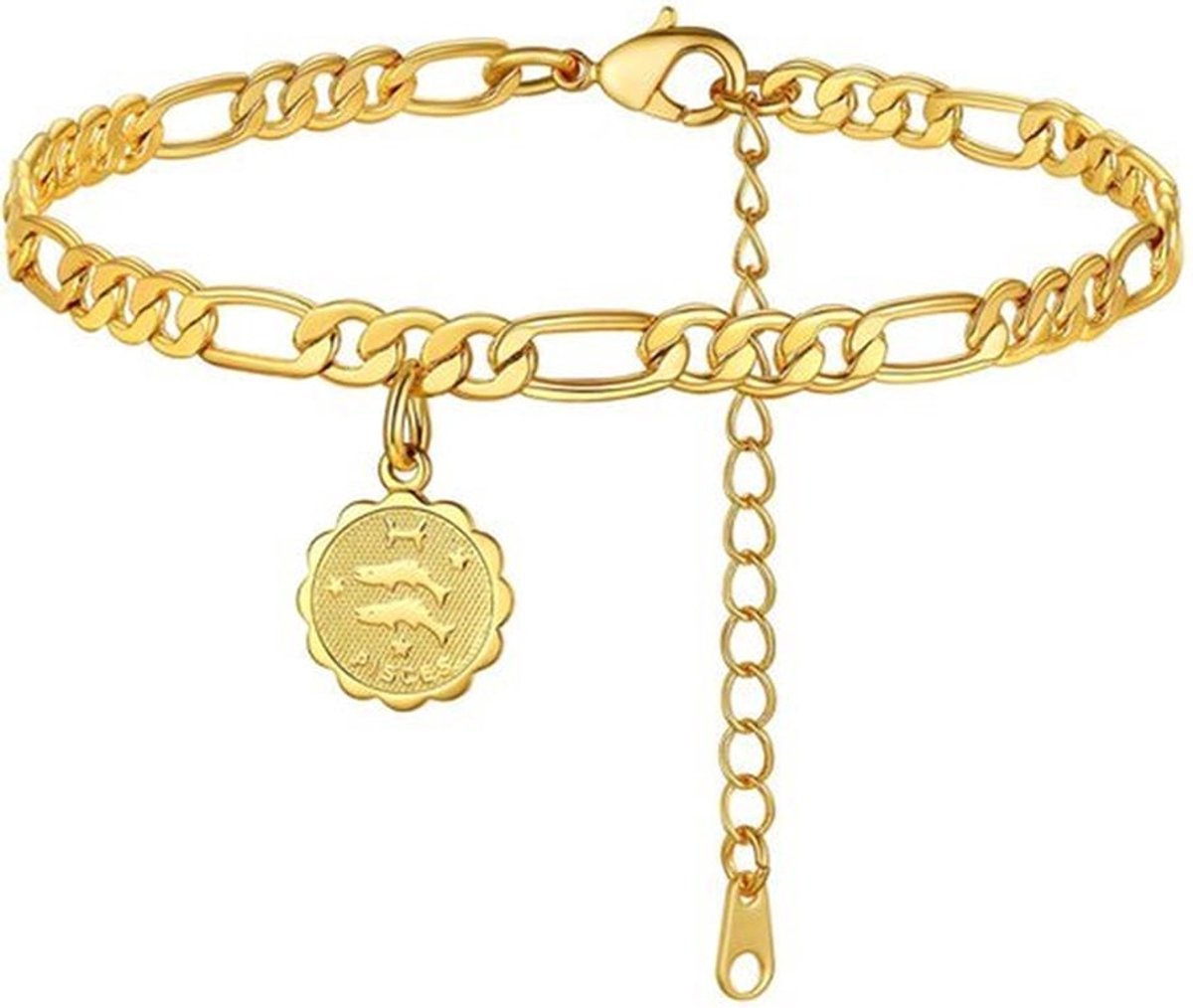 Visserij Anklet Sieraad voor Vrouwen - Goudkleurig - 21,5 cm - Hypoallergene Metaal