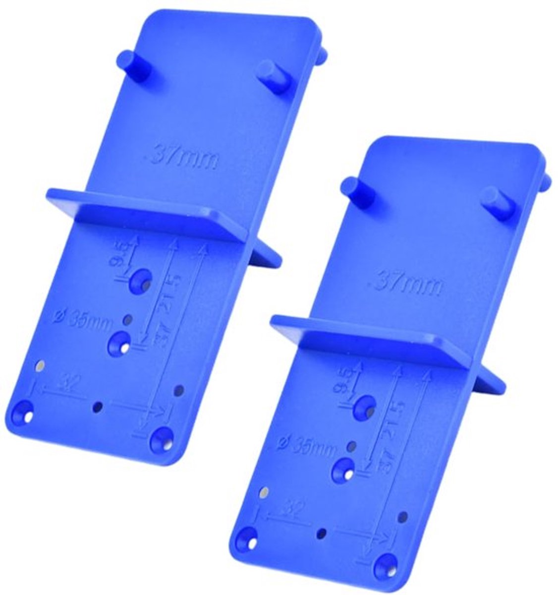 2-delige Houtbewerking Template - Boorgat Mallen voor Scharnieren, Eccentrische Verbindingen, 37 mm Afstand