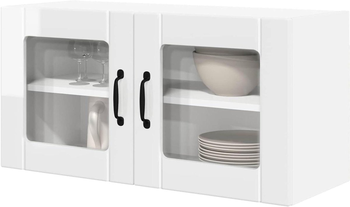 Keukenkast hoogglans - Hangend opbergmeubel - Keuken organiseren - Modern design - 80 cm breed - Wit
