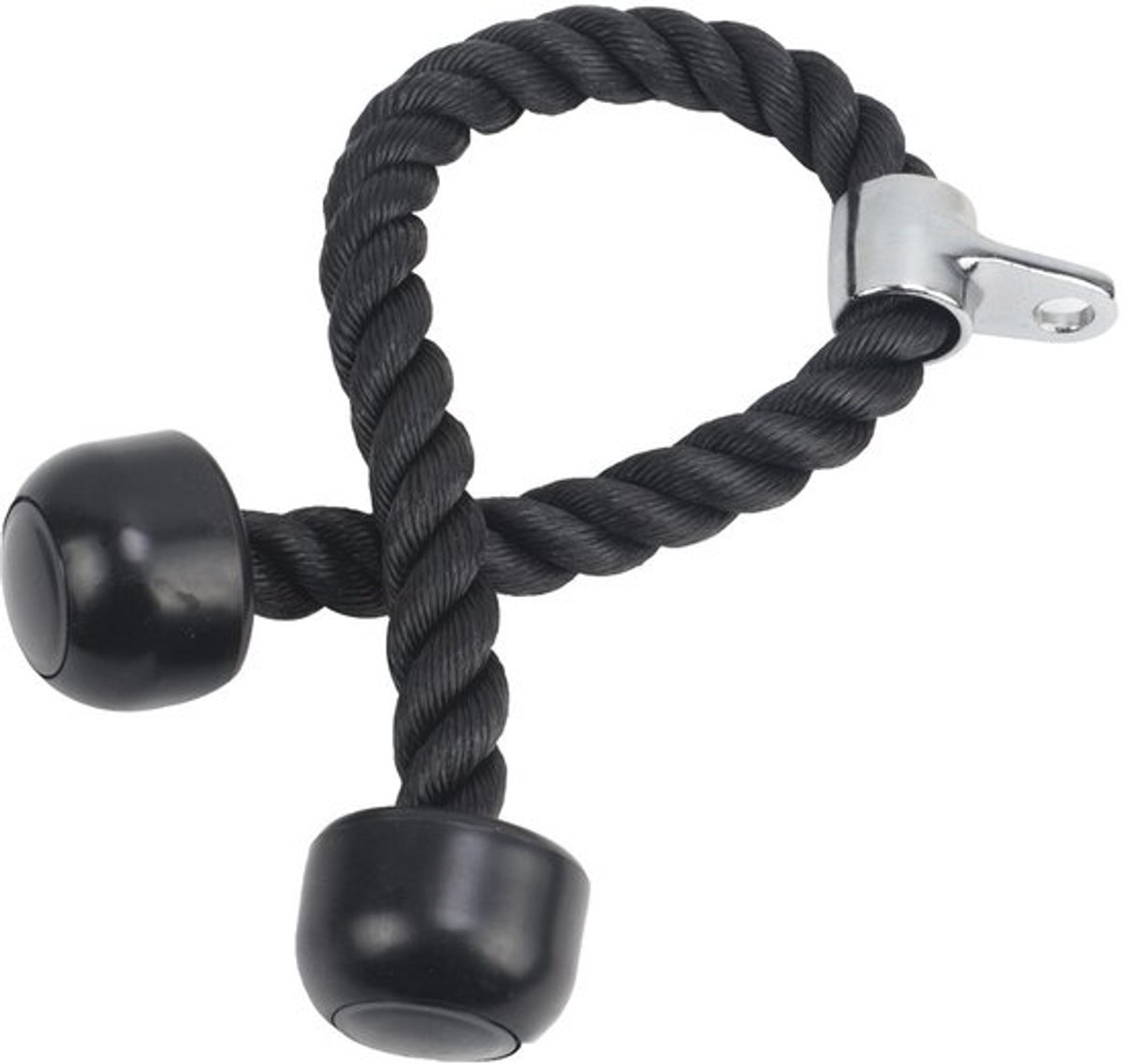 Biceps training Dubbelkop trekkoord fitnessaccessoire Dubbelkop trekkoord 70 cm lengte - Zwart