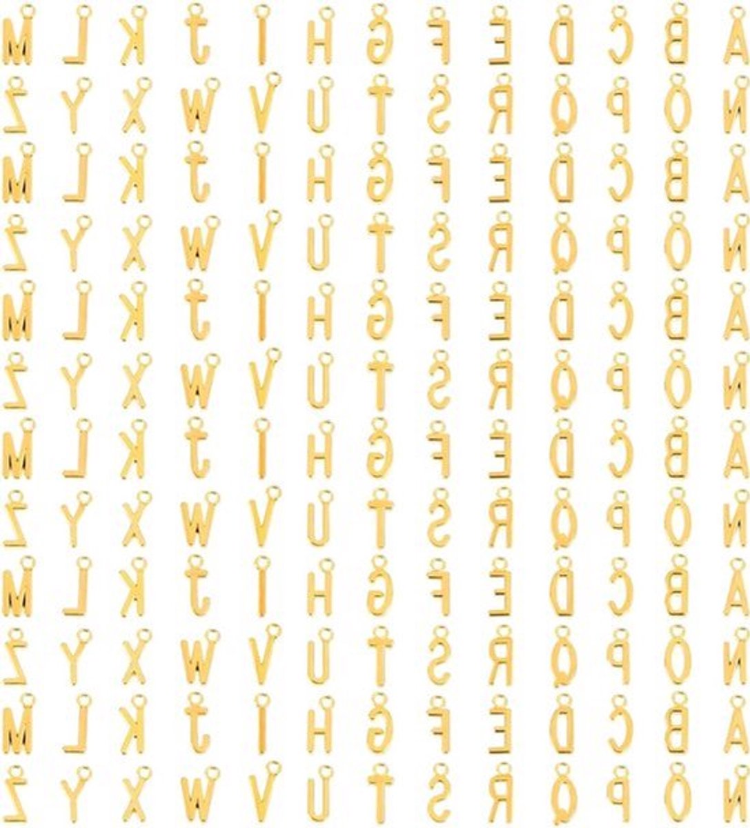 156 stuks/6 sets mini-hoofdletters A-Z bedels voor sieraden maken - gouden letterhangers