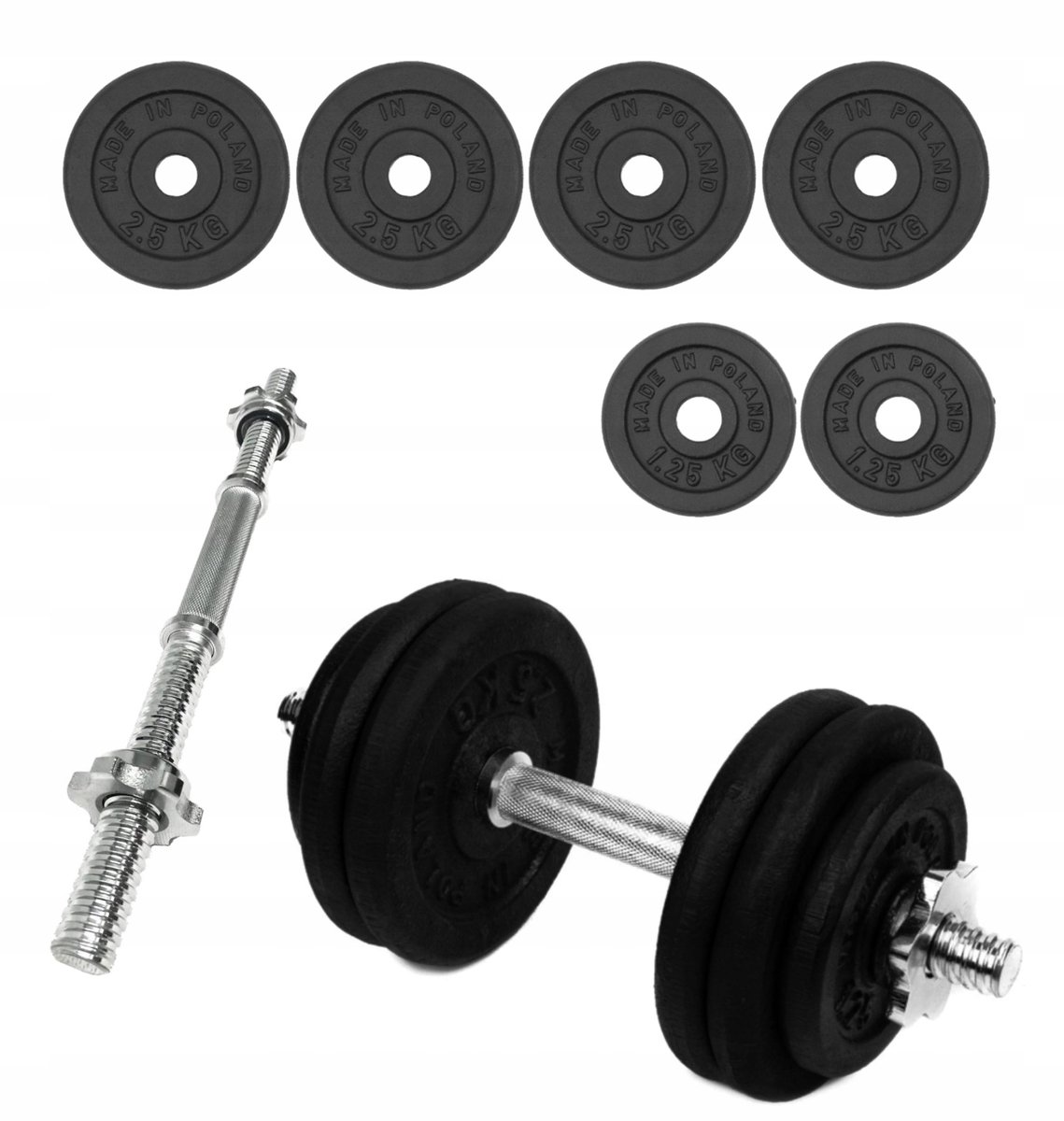 Merkloos Merkloze gietijzeren halter 15 kg - verstelbaar voor krachttraining