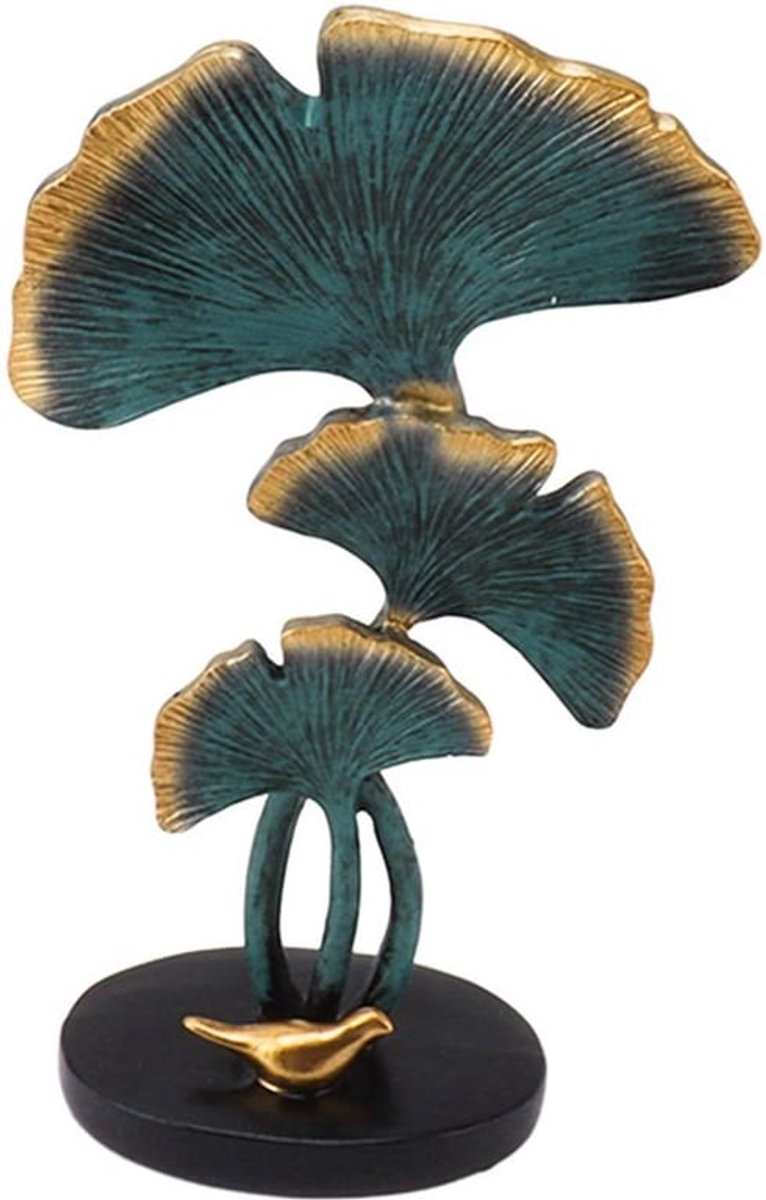 Ginkgo Bladvorm Metaal Ornamenten - Moderne Ginkgo Blad Sculptuur - Gouden Desk Decoratie (Blauw)
