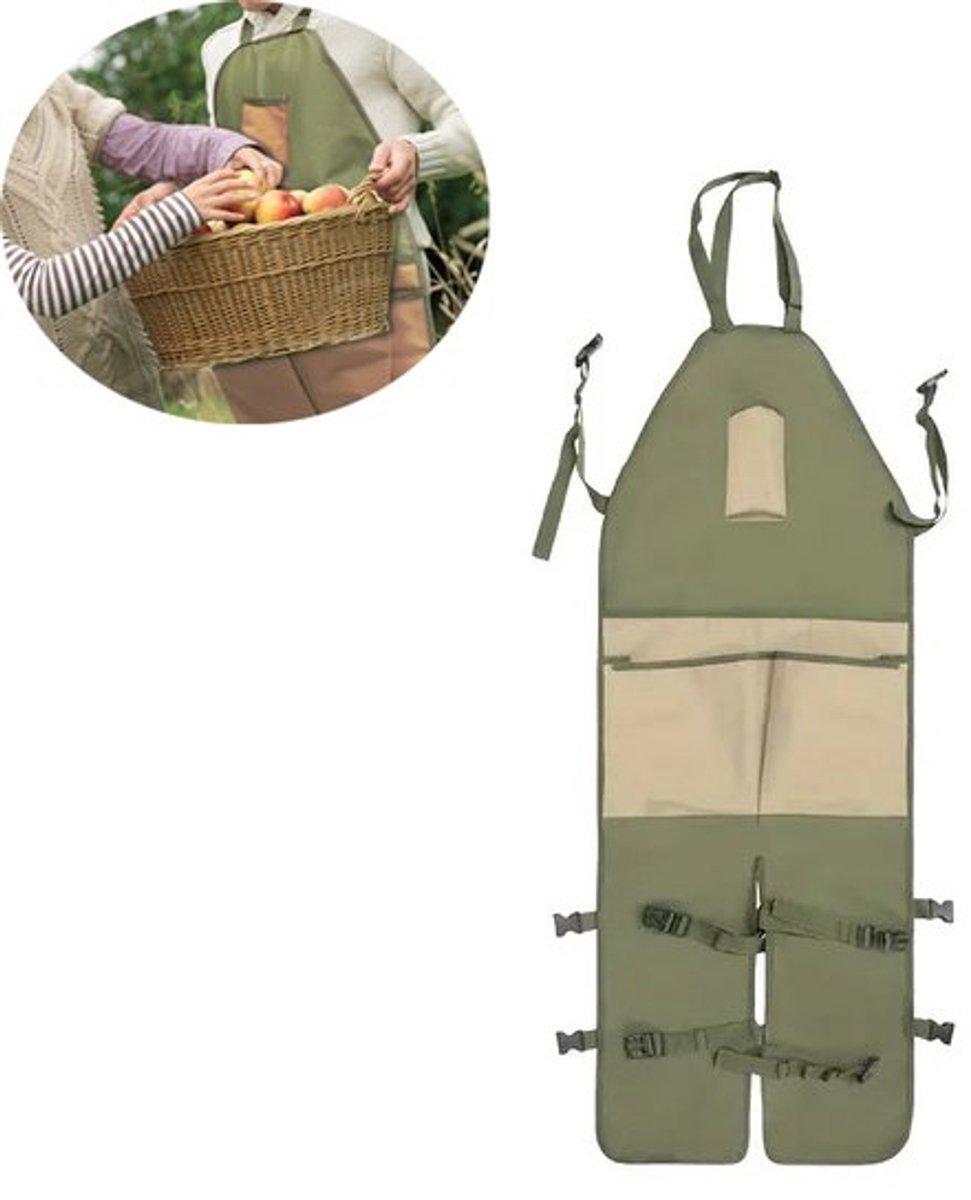 1 stuk- Schort--Tuinschort -Werk Schort - Multifunctioneel Schort - Werkschort voor herenwerkplaats- Plukschort- Tuinschorten voor buiten- Lange Stijl Buitenschort- Tuinschort met Zakken-Werkschor -Oxford-stof- voor Tuinman - Tuinieren