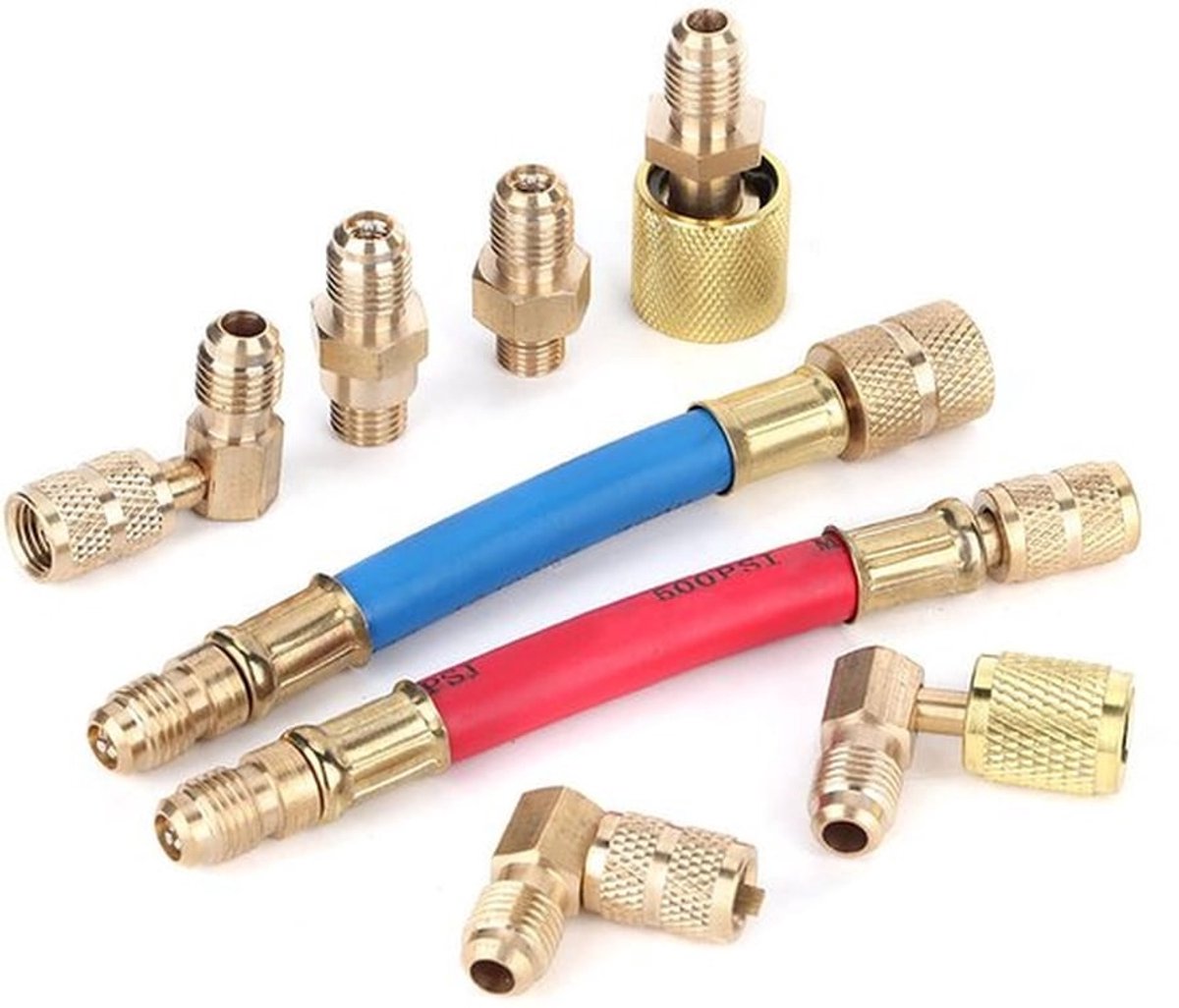 Airconditioning koelconnector adapter slangen kit 8 stuks set R134A R12 betrouwbare verbinding voor auto HVAC-systemen