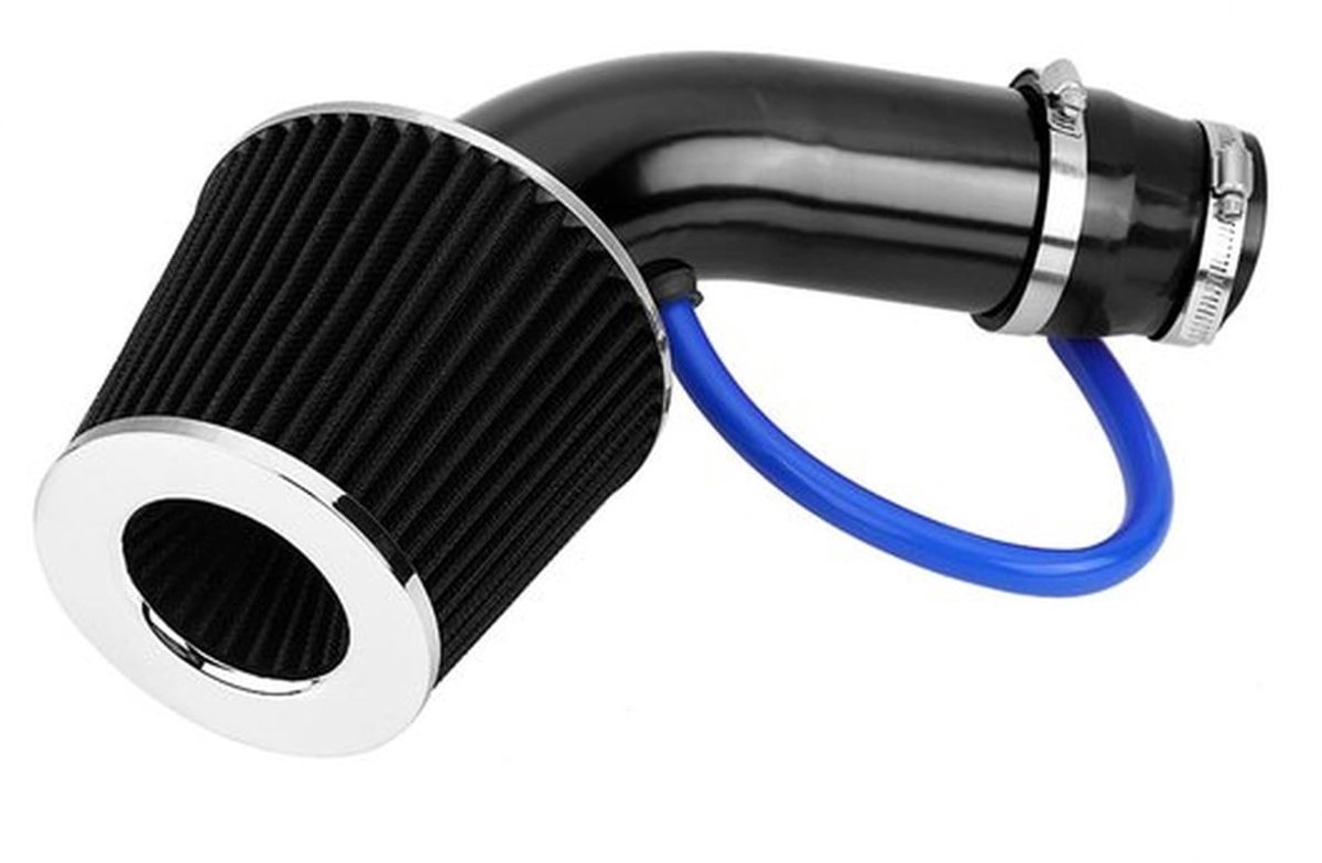 Auto koude lucht aanzuigfilter, 76 mm 3 inch koude luchtinlaatslang, universele sportluchtfilter, aluminium inductieslang kit (zwarte koolstofvezel)