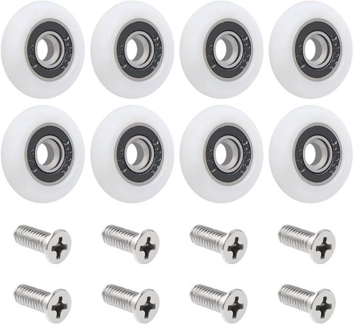 Gebogen Douche Deur Rollen - 8 Stuks - Badkamer Glazen Deur Lopers Schuifdeur Wielen Met Schroeven